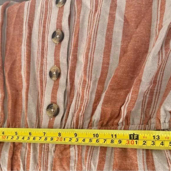J Jason Wu Striped Linen Button Front Jumpsuit Terracotta Relaxed Comfy Small - Picture 8 of 13